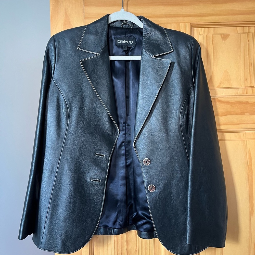 Black leather blazer